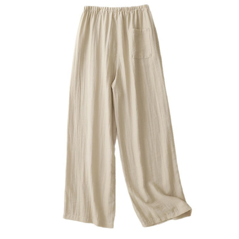 Damskie spodnie z szerokimi nogawkami i kieszeniami, letnie, ze ściągaczem i motywem Buddha Stones - image 15