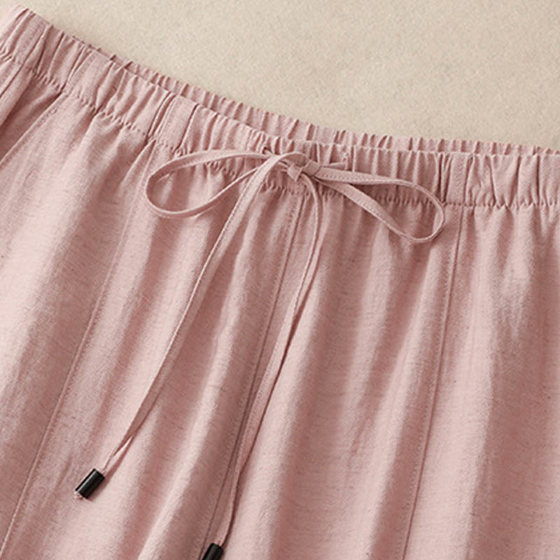 Damskie spodnie z szerokimi nogawkami i kieszeniami, letnie, ze ściągaczem i motywem Buddha Stones - image 2