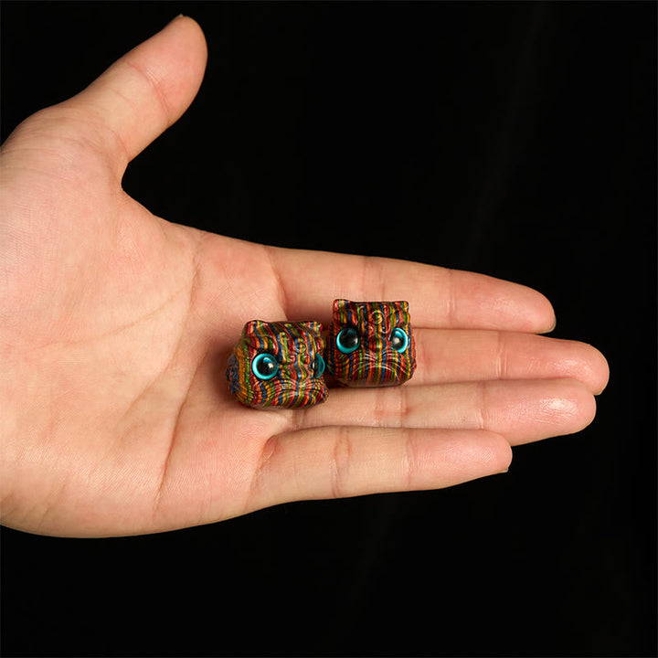 Buddha Stones 2 szt. Mini tęczowe eukaliptusowe tańczące lwy rzeźbione w równowadze - image 2