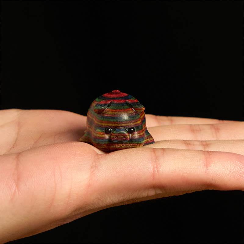 Buddha Stones 2 szt. Mini tęczowe eukaliptusowe świnki rzeźbione pozytywną dekoracją - image 2