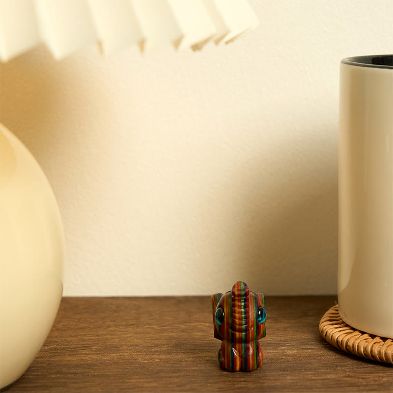 Buddha Stones 2 szt. Mini tęczowe, eukaliptusowe, rzeźbione, słoń, dekoracja o dużej wytrzymałości - image 5