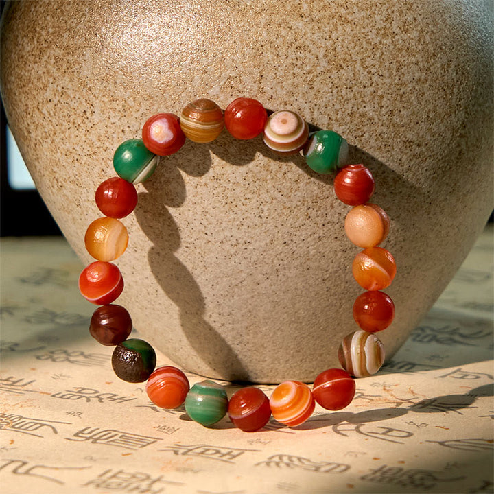 Bransoletka z naturalnego agatu Alashan z Buddha Stones dodająca pewności siebie