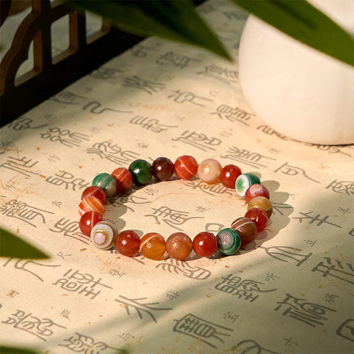 Bransoletka z naturalnego agatu Alashan z Buddha Stones dodająca pewności siebie