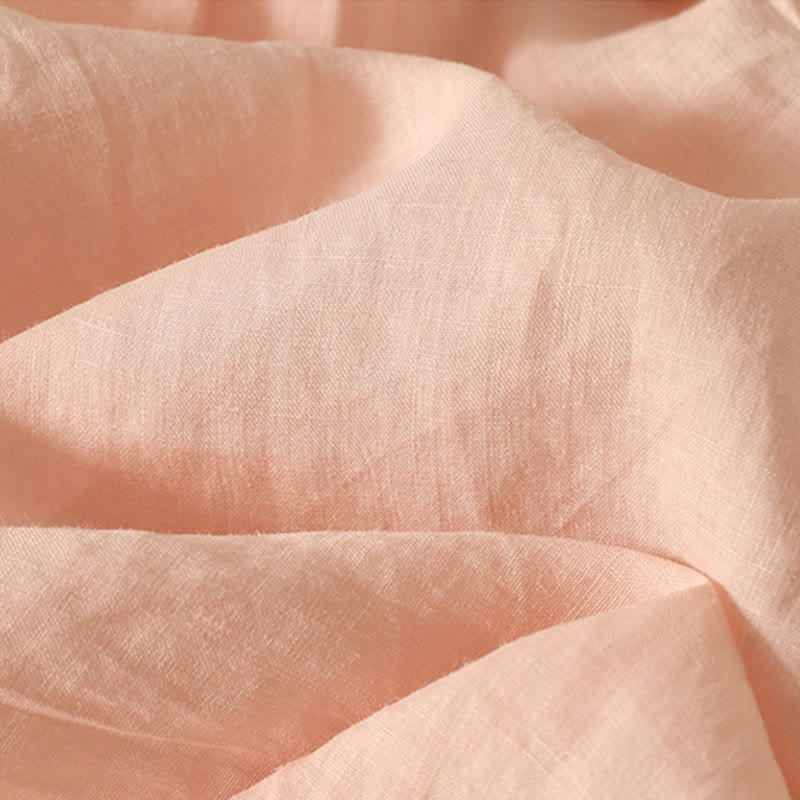 Koszulka damska z krótkim rękawem z bawełny i lnu z haftem "Buddha Stones" w kolorze czerwonym i sercem - image 3