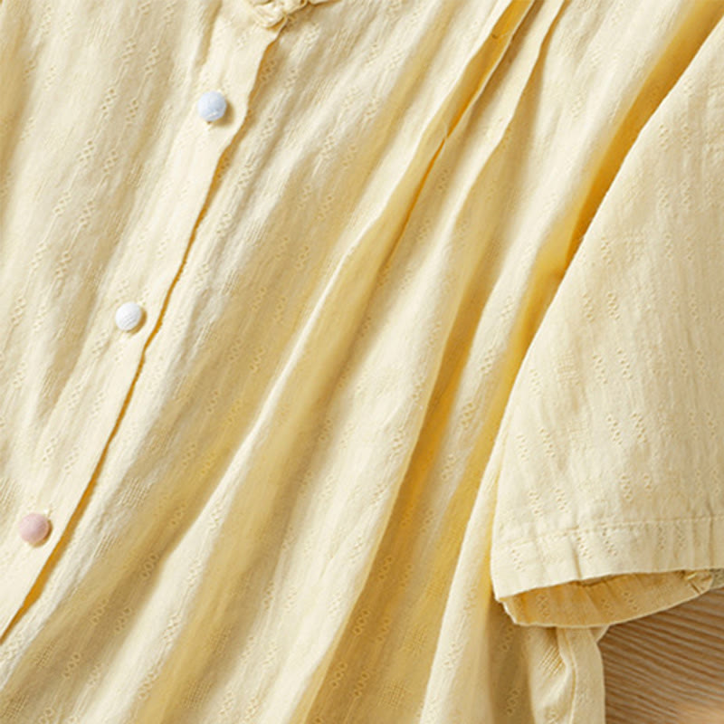 Koszula damska z krótkim rękawem i plisowanym marszczeniem w kształcie Buddha Stones - image 12