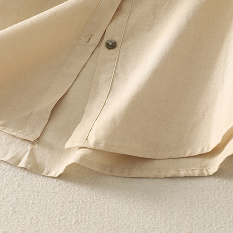 Koszula damska z bawełny i lnu z nadrukiem "Buddha Stones Daily Printing" z motywem lilii i bufiastymi rękawami - image 16