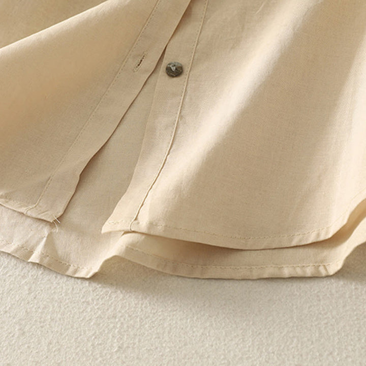 Koszula damska z bawełny i lnu z nadrukiem "Buddha Stones Daily Printing" z motywem lilii i bufiastymi rękawami - image 16