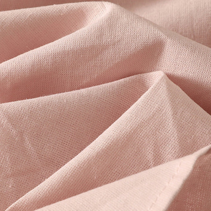 Koszula damska z bawełny i lnu z nadrukiem "Buddha Stones Daily Printing" z motywem lilii i bufiastymi rękawami - image 7