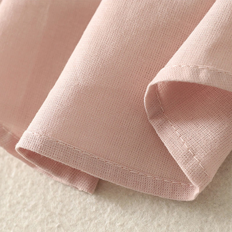 Koszula damska z bawełny i lnu z nadrukiem "Buddha Stones Daily Printing" z motywem lilii i bufiastymi rękawami - image 11