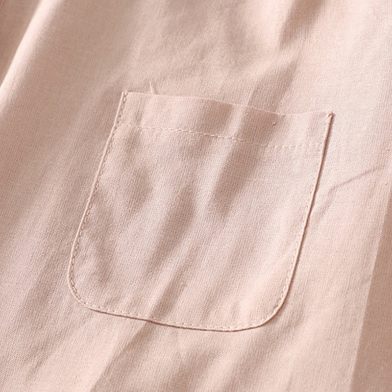 Koszula damska z bawełny i lnu z nadrukiem "Buddha Stones Daily Printing" z motywem lilii i bufiastymi rękawami - image 9