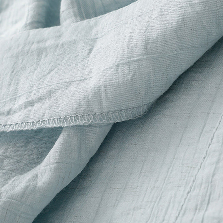 Koszula damska z krótkim rękawem z bufiastymi, bawełnianymi rękawami i asymetrycznym sznurowaniem w kolorze Buddha Stones - image 5