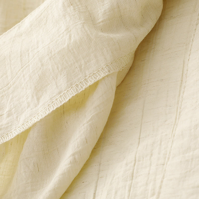 Koszula damska z krótkim rękawem z bufiastymi, bawełnianymi rękawami i asymetrycznym sznurowaniem w kolorze Buddha Stones - image 14