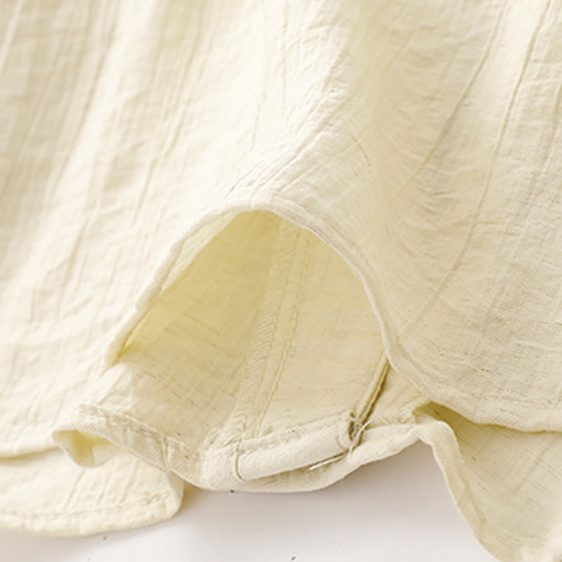 Koszula damska z krótkim rękawem z bufiastymi, bawełnianymi rękawami i asymetrycznym sznurowaniem w kolorze Buddha Stones - image 16