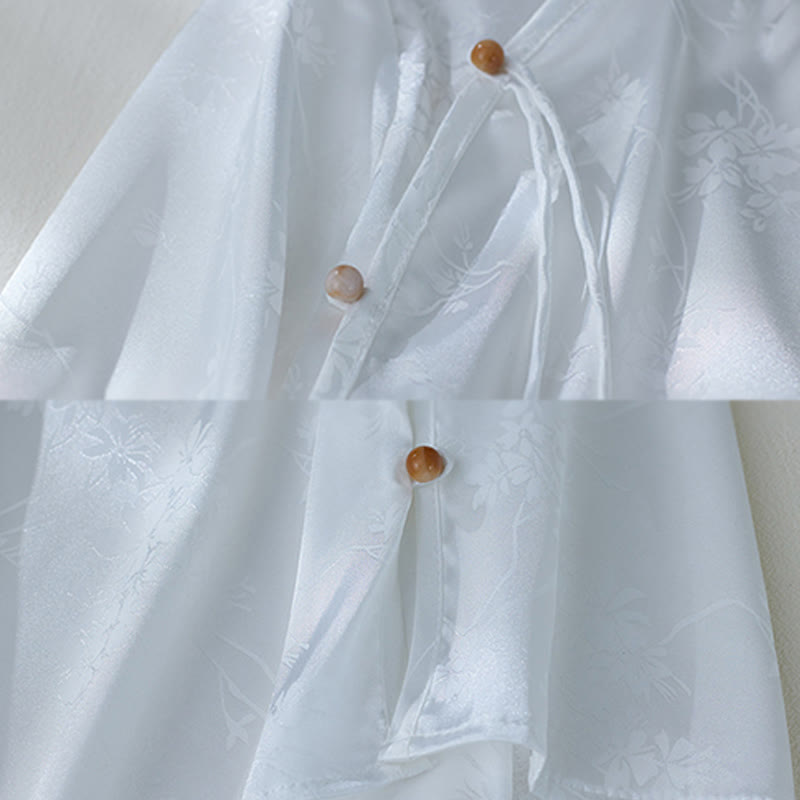 Koszula damska z żakardowym wzorem kwiatowym „Buddha Stones” na lato, z rękawem trzy czwarte - image 14