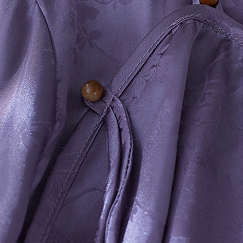 Koszula damska z żakardowym wzorem kwiatowym „Buddha Stones” na lato, z rękawem trzy czwarte - image 4