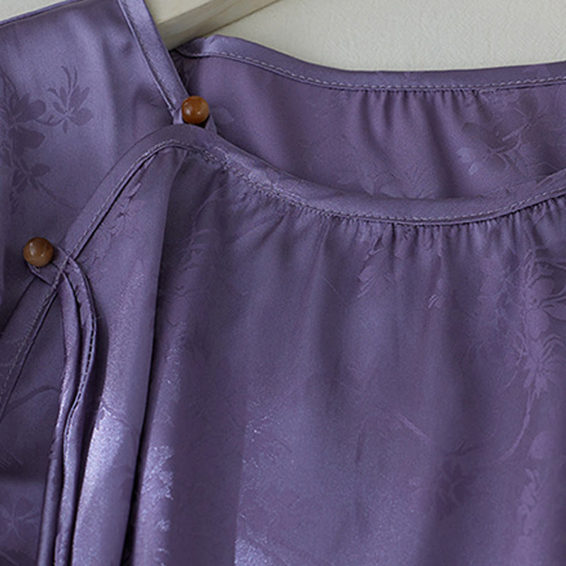 Koszula damska z żakardowym wzorem kwiatowym „Buddha Stones” na lato, z rękawem trzy czwarte - image 3