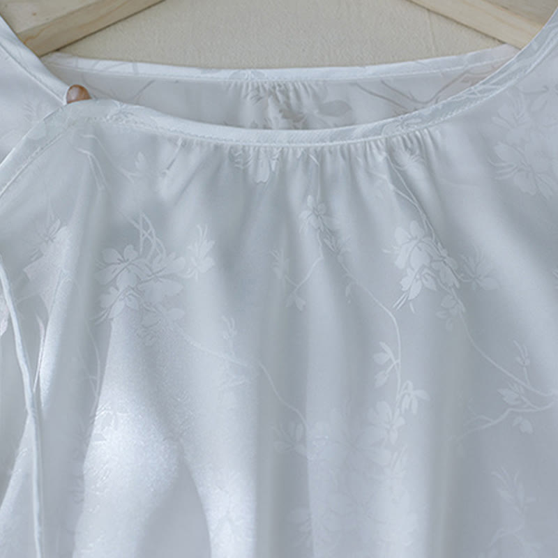 Koszula damska z żakardowym wzorem kwiatowym „Buddha Stones” na lato, z rękawem trzy czwarte - image 11