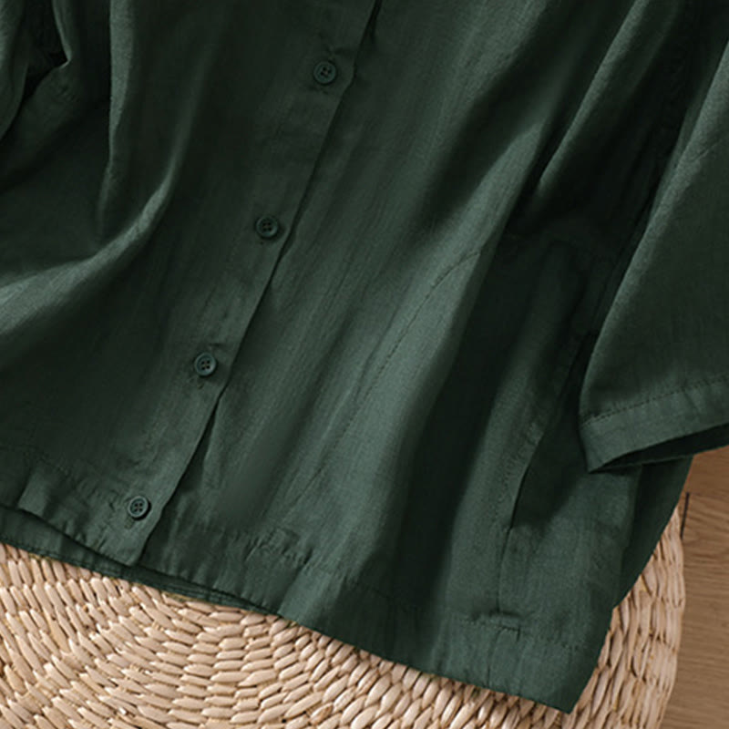 Koszula damska z bawełny i lnu z kieszeniami i rękawami trzy czwarte "Buddha Stones Daily" - image 24