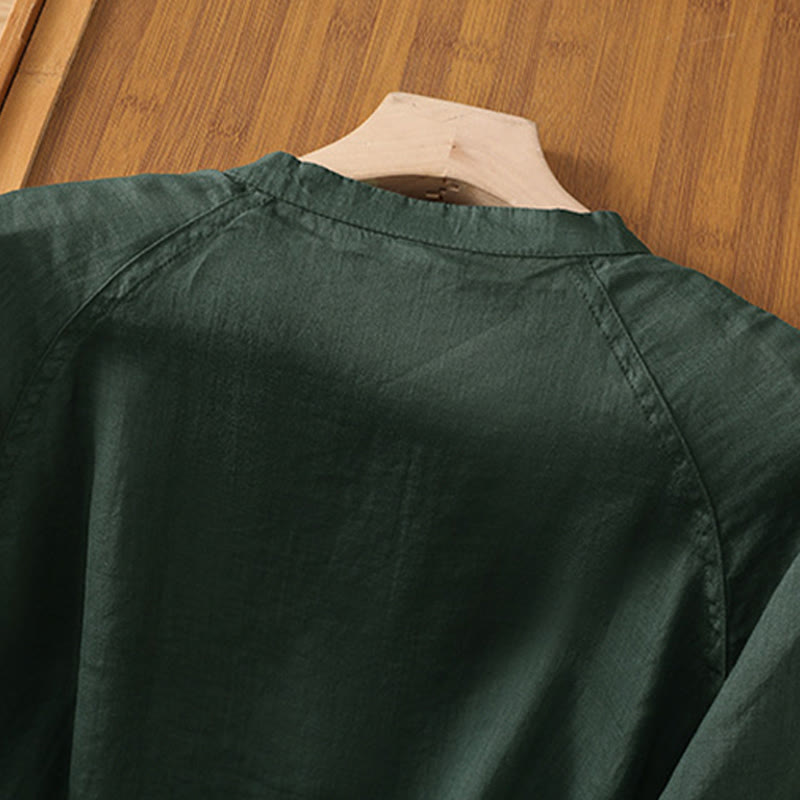 Koszula damska z bawełny i lnu z kieszeniami i rękawami trzy czwarte "Buddha Stones Daily" - image 23