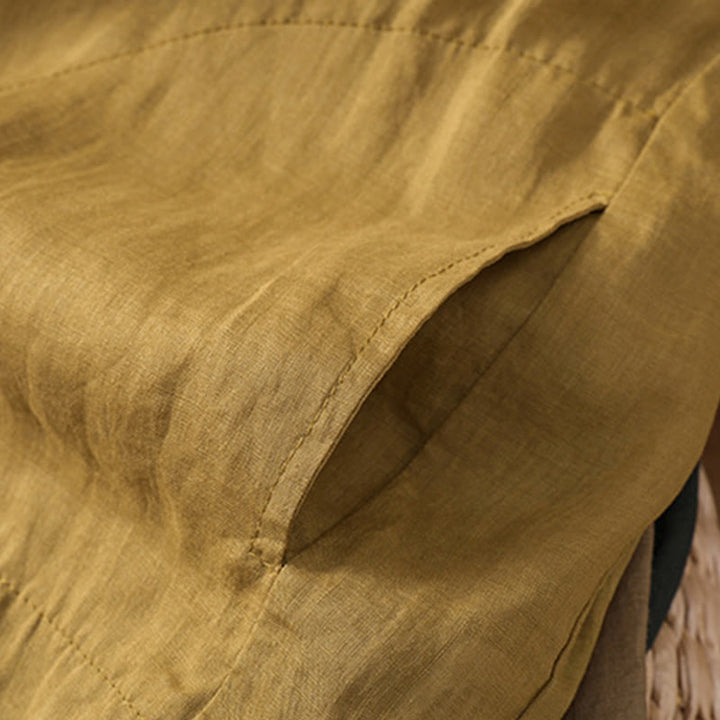 Koszula damska z bawełny i lnu z kieszeniami i rękawami trzy czwarte "Buddha Stones Daily" - image 17