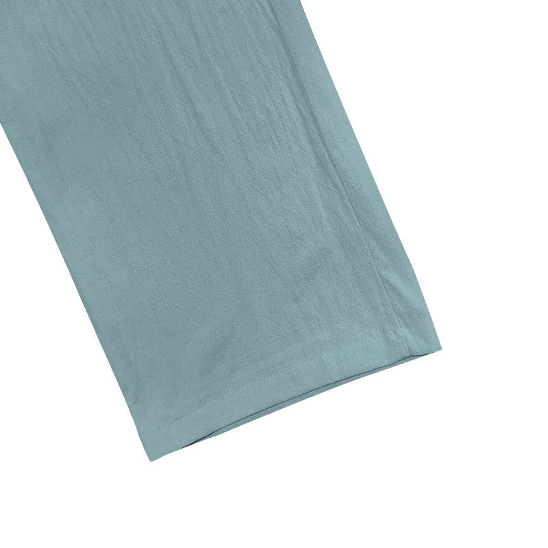 Spodnie męskie bawełniane z kieszeniami i guzikami w jednolitym kolorze z motywem Buddha Stones - image 13