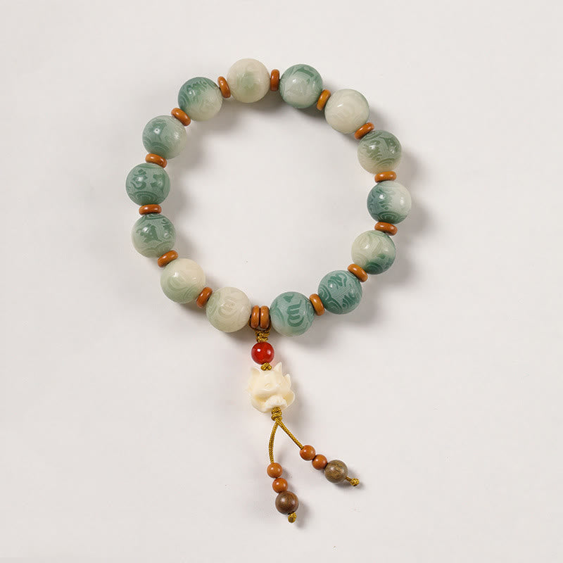 Bransoletka z Buddha Stones z nasionem Bodhi, rzeźbionym zakiramem i kamieniami Om Mani Padme Hum - Nasiona Bodhi i lis dziewięcioogonowy (obwód nadgarstka: 15-16 cm) - image 10