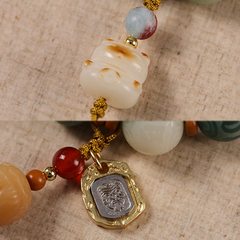 Bransoletka z Buddha Stones z nasionem Bodhi, rzeźbionym zakiramem i kamieniami Om Mani Padme Hum - image 15