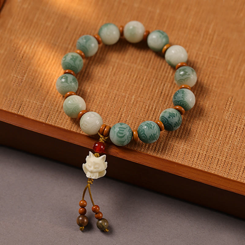 Bransoletka z Buddha Stones z nasionem Bodhi, rzeźbionym zakiramem i kamieniami Om Mani Padme Hum - image 11