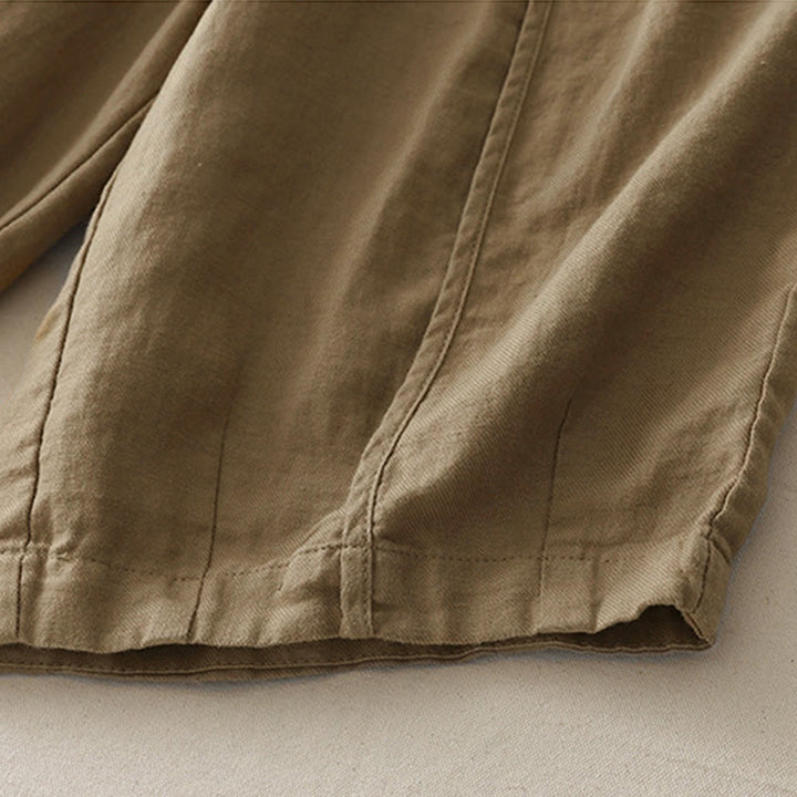 Buddha Stones Casual Gładkie Jednokolorowe Patchworkowe Damskie Spodnie Z Poliestru 7-8 Długość Szerokie Nogawki Z Kieszeniami - image 2