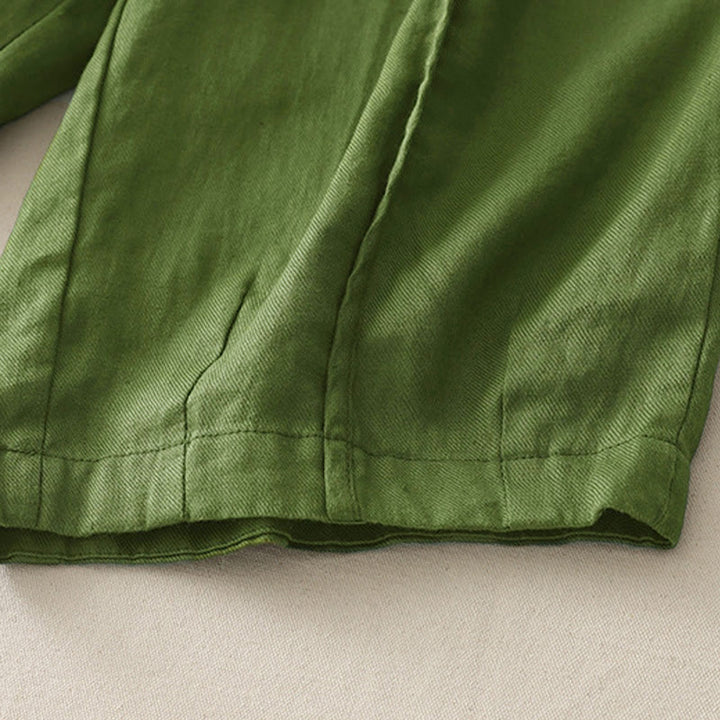 Buddha Stones Casual Gładkie Jednokolorowe Patchworkowe Damskie Spodnie Z Poliestru 7-8 Długość Szerokie Nogawki Z Kieszeniami - image 17