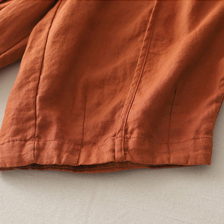 Buddha Stones Casual Gładkie Jednokolorowe Patchworkowe Damskie Spodnie Z Poliestru 7-8 Długość Szerokie Nogawki Z Kieszeniami - image 14