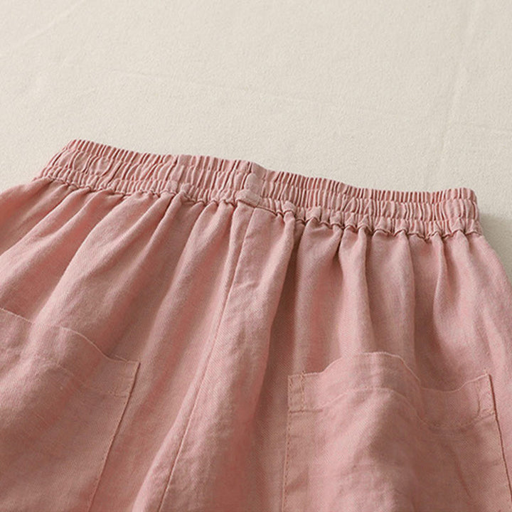 Buddha Stones Casual Gładkie Jednokolorowe Patchworkowe Damskie Spodnie Z Poliestru 7-8 Długość Szerokie Nogawki Z Kieszeniami - image 8