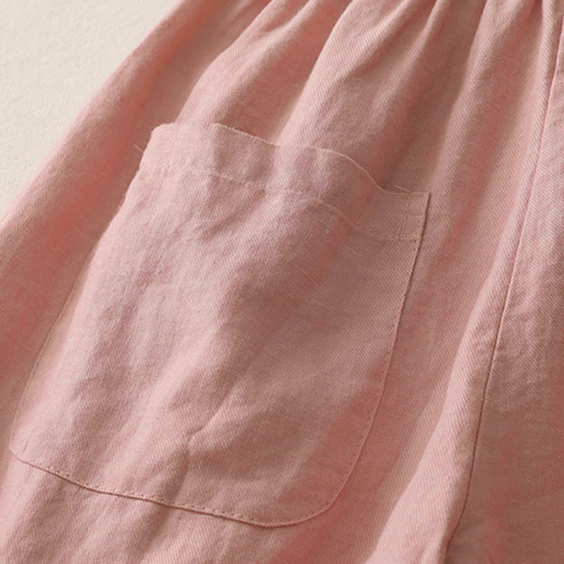 Buddha Stones Casual Gładkie Jednokolorowe Patchworkowe Damskie Spodnie Z Poliestru 7-8 Długość Szerokie Nogawki Z Kieszeniami - image 10