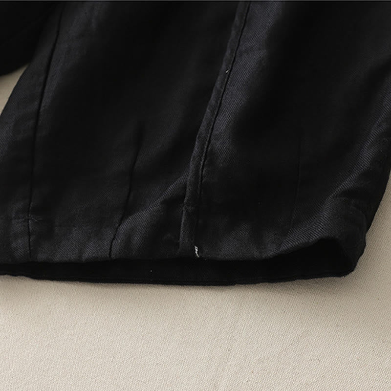 Buddha Stones Casual Gładkie Jednokolorowe Patchworkowe Damskie Spodnie Z Poliestru 7-8 Długość Szerokie Nogawki Z Kieszeniami - image 20