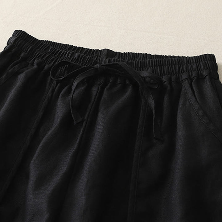 Buddha Stones Casual Gładkie Jednokolorowe Patchworkowe Damskie Spodnie Z Poliestru 7-8 Długość Szerokie Nogawki Z Kieszeniami - image 21