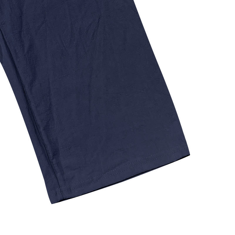 Męskie bawełniane spodnie z kieszeniami, guzikami w jednolitym kolorze i ściągaczem w kształcie Buddha Stones - image 5