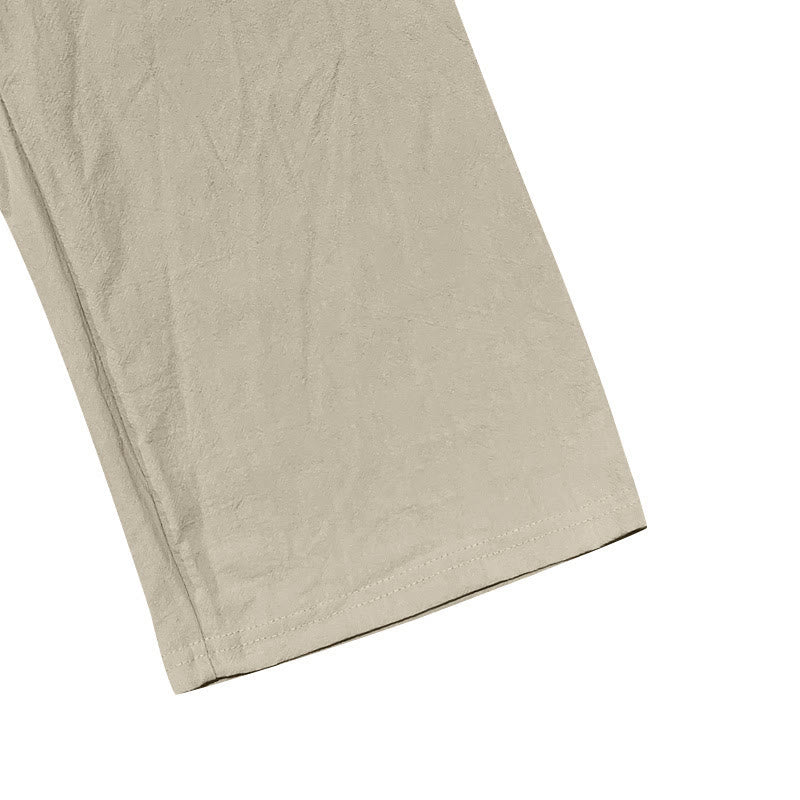 Męskie bawełniane spodnie z kieszeniami, guzikami w jednolitym kolorze i ściągaczem w kształcie Buddha Stones - image 24