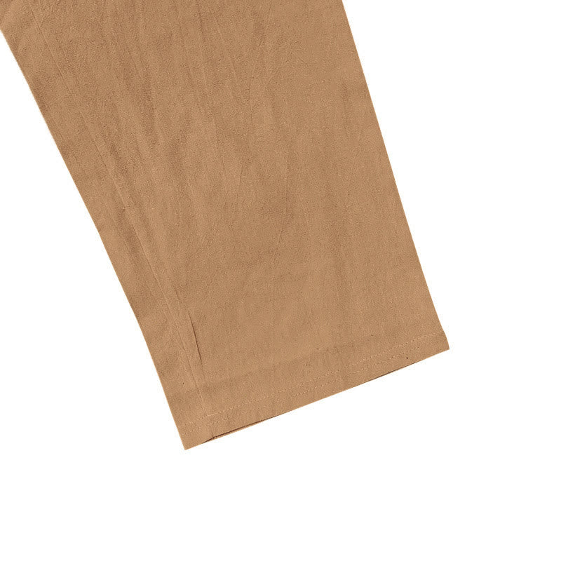 Męskie bawełniane spodnie z kieszeniami, guzikami w jednolitym kolorze i ściągaczem w kształcie Buddha Stones - image 32