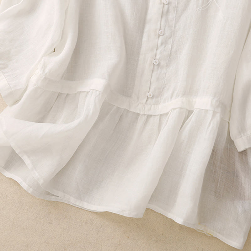 Koszula damska bawełniana z haftowanymi Buddha Stones i trzema czwartymi rękawami  - image 7