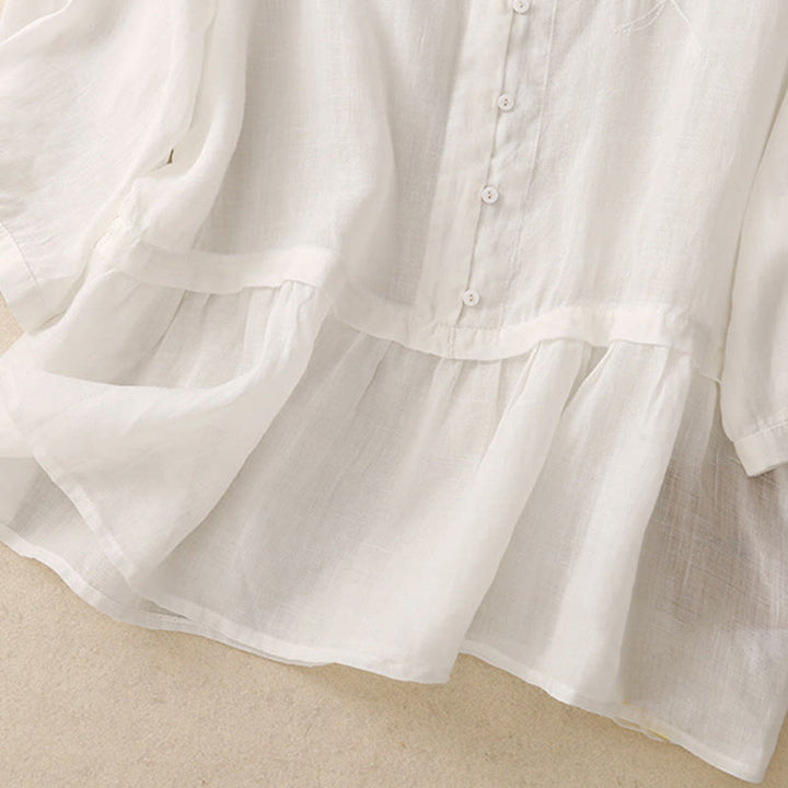 Koszula damska bawełniana z haftowanymi Buddha Stones i trzema czwartymi rękawami  - image 7