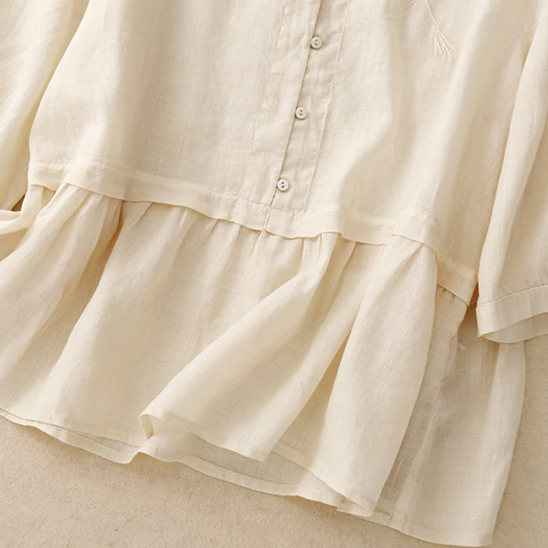 Koszula damska bawełniana z haftowanymi Buddha Stones i trzema czwartymi rękawami  - image 20