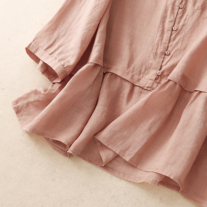 Koszula damska bawełniana z haftowanymi Buddha Stones i trzema czwartymi rękawami  - image 23