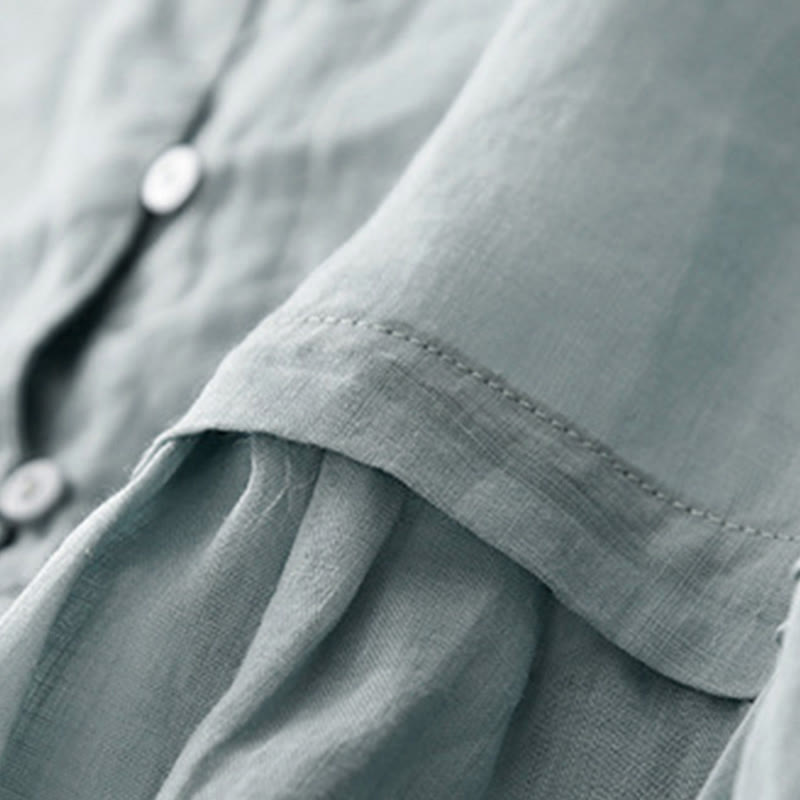 Koszula damska bawełniana z haftowanymi Buddha Stones i trzema czwartymi rękawami  - image 4