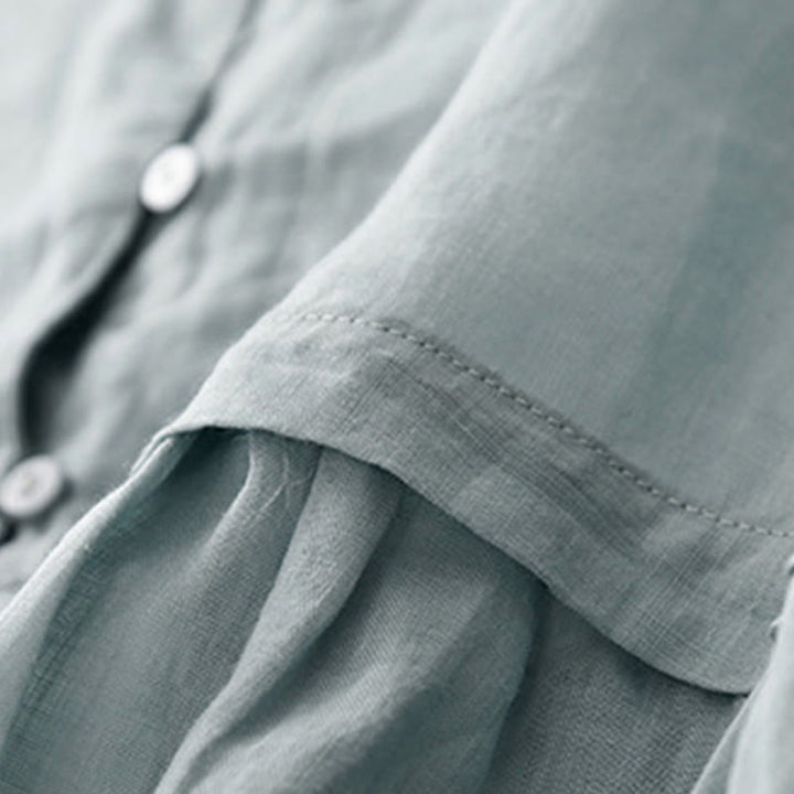 Koszula damska bawełniana z haftowanymi Buddha Stones i trzema czwartymi rękawami  - image 4