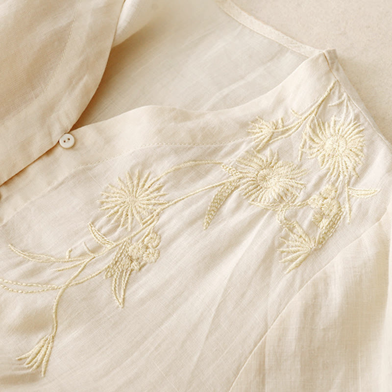 Koszula damska bawełniana z haftowanymi Buddha Stones i trzema czwartymi rękawami  - image 13