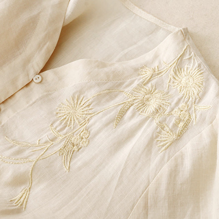 Koszula damska bawełniana z haftowanymi Buddha Stones i trzema czwartymi rękawami  - image 13