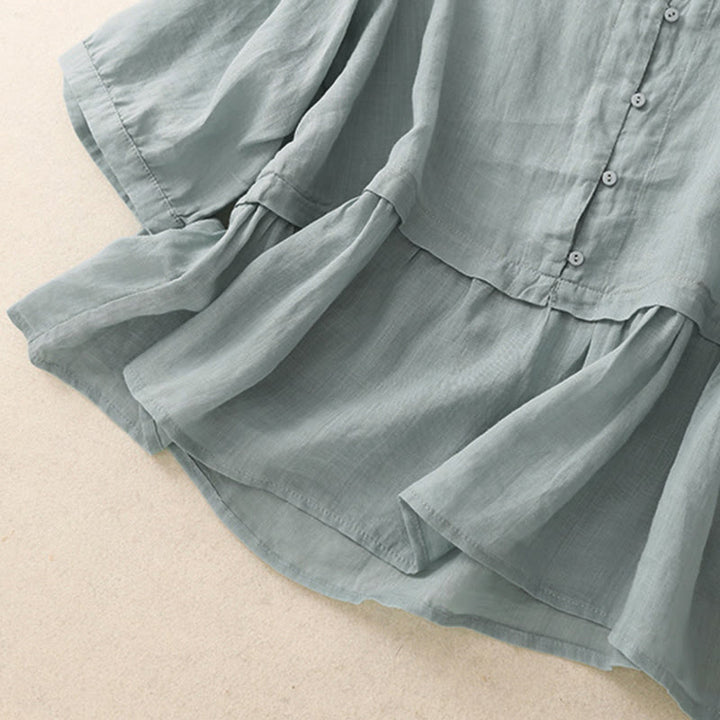 Koszula damska bawełniana z haftowanymi Buddha Stones i trzema czwartymi rękawami  - image 5