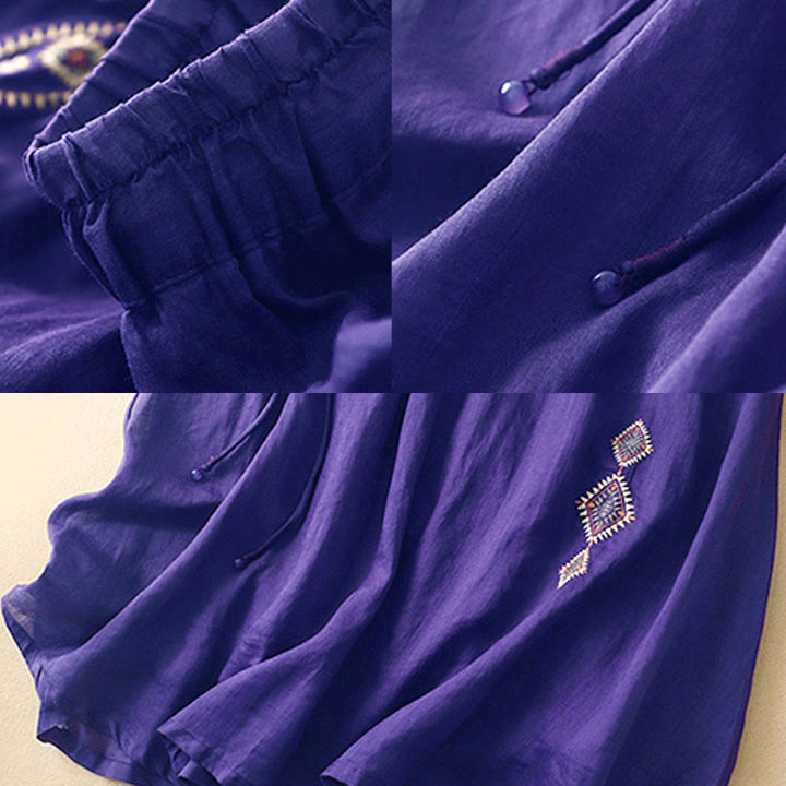 Buddha Stones Etniczne Vintage Haftowane Guziki Projekt Damska Spódnica Bawełniana Lniana 7-8 Długość - image 2