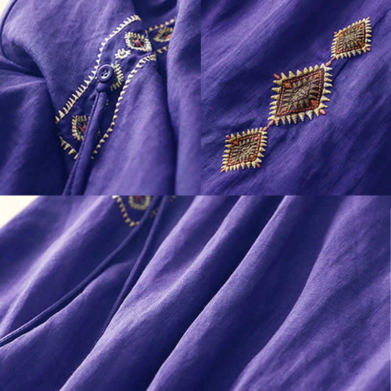 Buddha Stones Etniczne Vintage Haftowane Guziki Projekt Damska Spódnica Bawełniana Lniana 7-8 Długość - image 3