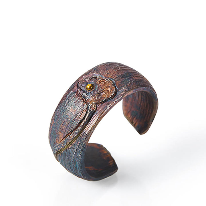 Pierścionek z motywem lotosu i Buddha Stones ze srebra próby 999 - image 9